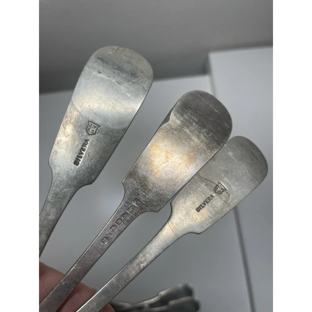 Vtg Silvera Nevada Silver Fiddle Tipped Pattern Lot of‎ 13  Silverplate Forks